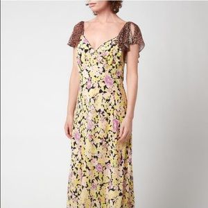 RIXO Effie Panelled Midi Dress - Yellow